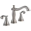 Delta Cassidy Collection Stainless Steel Finish Widespread Lavatory Bathroom Sink Faucet INCLUDES Two French Curve Lever Handles and Metal Pop-Up Drain D1773V