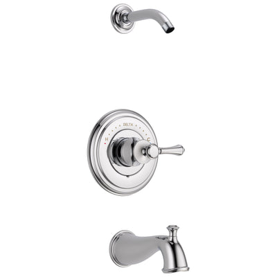 Delta Cassidy Collection Chrome Monitor 14 Tub and Shower Combination - Less Showerhead INCLUDES Single Lever Handle and Rough-in Valve without Stops D1821V