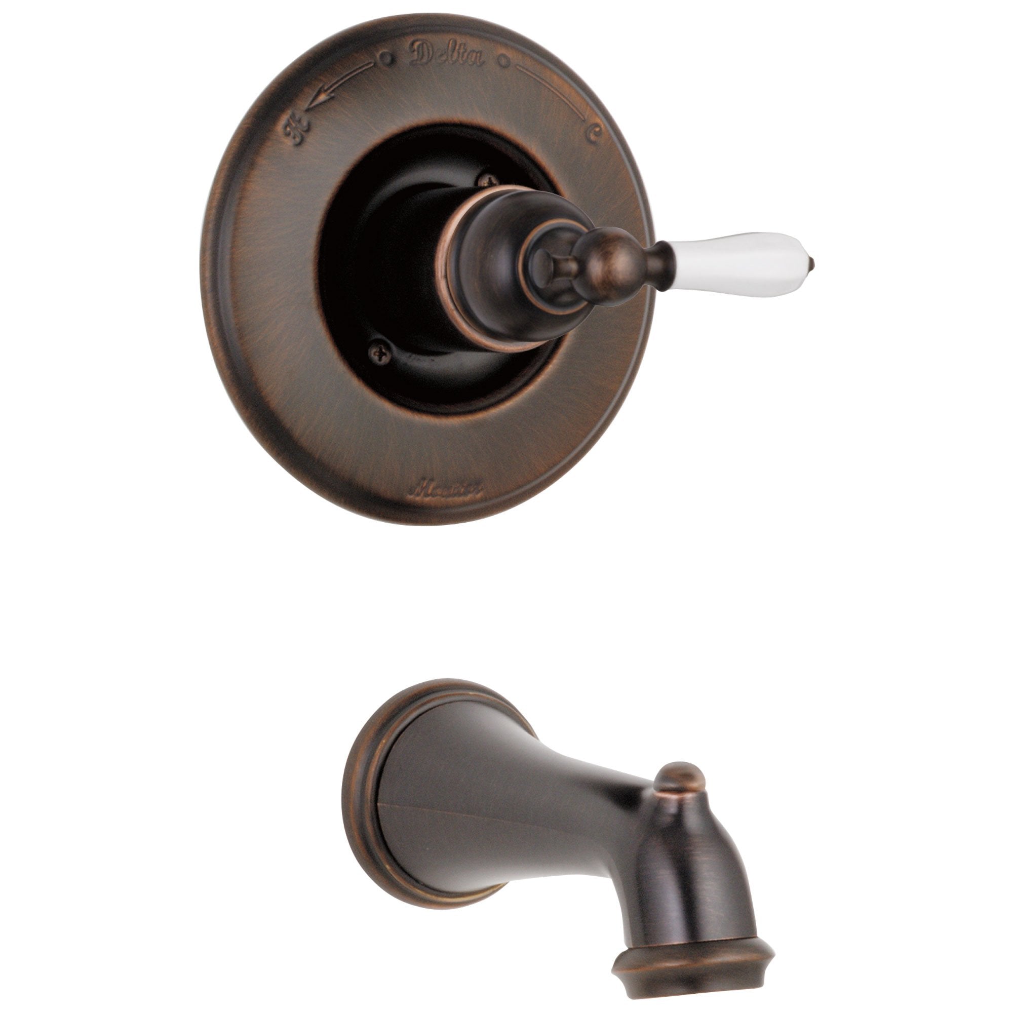 Delta Victorian Venetian Bronze Finish Monitor 14 Series Wall Mount Tub only Faucet INCLUDES Single Porcelain Lever Handle and Rough-in Valve with Stops D1857V