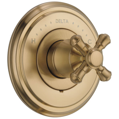 Delta Cassidy Collection Champagne Bronze Monitor 14 Series Shower Valve Control Only INCLUDES Single Cross Handle and Rough-in Valve with Stops D1868V