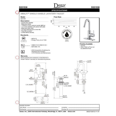 Danze Amalfi Brushed Nickel Single Handle Bathroom Centerset Faucet w/Drain