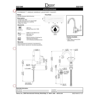 Danze Fairmont Brushed Nickel Single Handle Bathroom Centerset Faucet w/ Drain