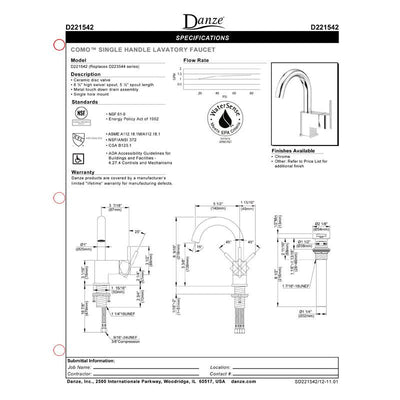 Danze Como Brushed Nickel 1 Handle Centerset Bathroom Faucet with Touch Drain