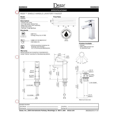 Danze Reef Brushed Nickel Single Handle Bathroom Sink Lavy Faucet w Drain