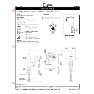 Danze Parma Brushed Nickel Single Hole 1 Handle Trimline Bathroom Faucet