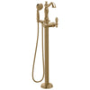 Delta Victorian Freestanding Floor-Mount Tub Filler Faucet with Sprayer in Champagne Bronze INCLUDES Single Lever Handle and Rough-in Valve D2571V