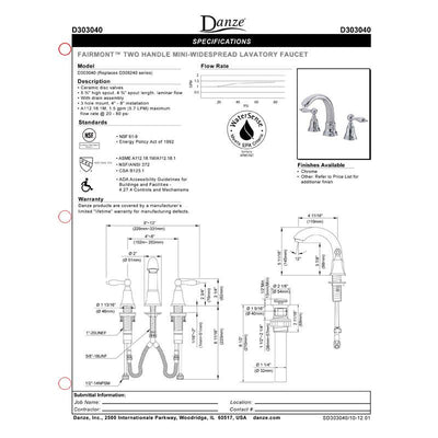 Danze Fairmont Brushed Nickel 2 Handle Mini-Widespread Bathroom Sink Faucet