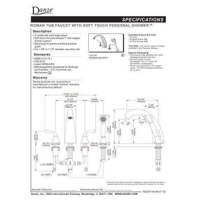 Danze Bannockburn Oil Rubbed Bronze HiArch Spout Widespread Roman Tub Faucet INCLUDES Rough-in Valve