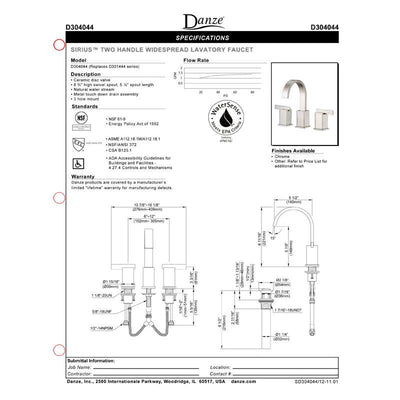 Danze Sirius Brushed Nickel Modern Gooseneck Spout Widespread Bathroom Faucet