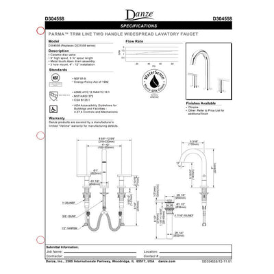 Danze Parma Brushed Nickel Cylindrical Trimline Slim Widespread Bathroom Faucet