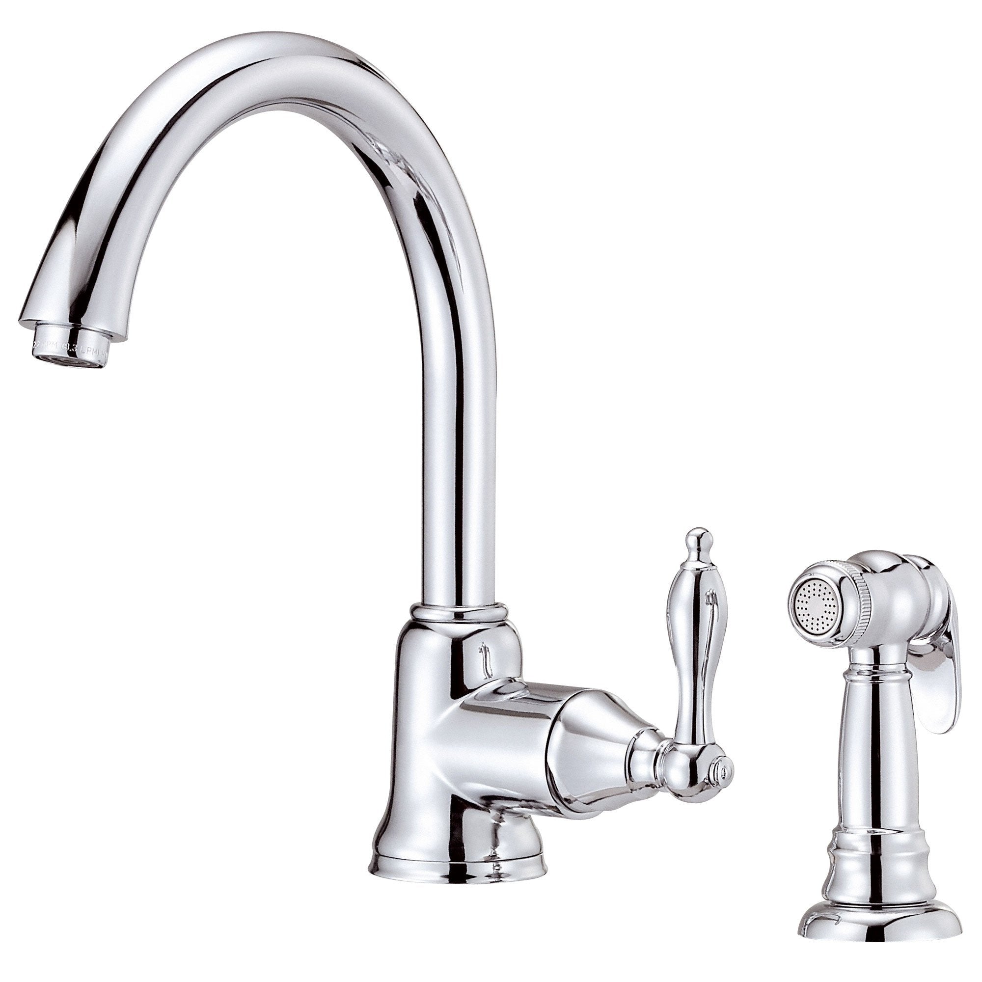 Danze Fairmont Chrome Single Handle Gooseneck Spout Kitchen Faucet with Sprayer