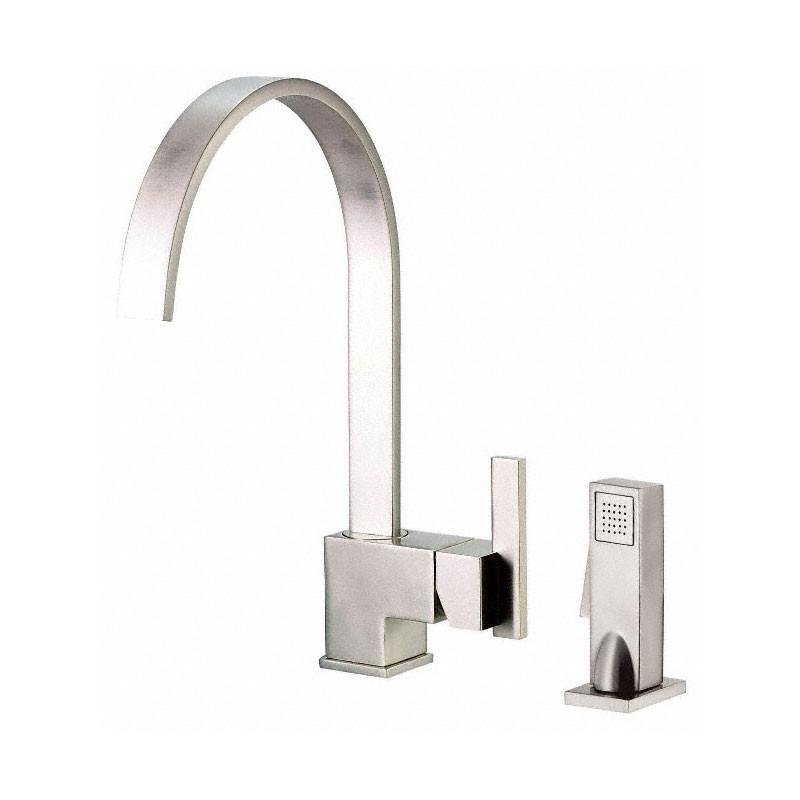 Danze Sirius Stainless Steel Single Handle Modern Hi-Arch Kitchen Faucet w Spray