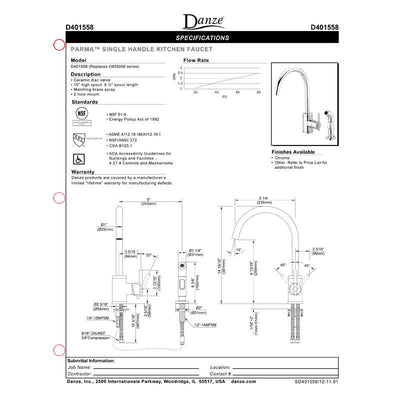 Danze Parma Chrome Modern Gooseneck Single Handle Kitchen Faucet with Sprayer