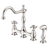 Danze Opulence Polished Nickel Cross Handle Bridge Kitchen Faucet with Sprayer