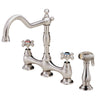 Danze Opulence Stainless Steel Cross Handle Bridge Kitchen Faucet with Sprayer