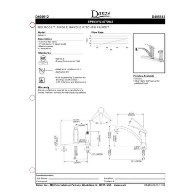 Danze Melrose Stainless Steel Basic Kitchen Faucet with Deck Plate and Sprayer