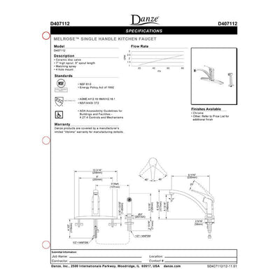 Danze Melrose Stainless Steel Basic Kitchen Faucet with Sprayer