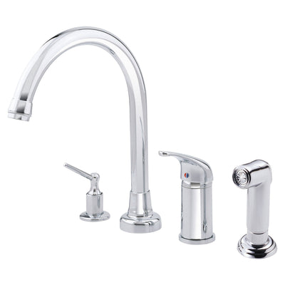 Danze Melrose Chrome 1 Handle Widespread Kitchen Faucet w Spray & Dispenser