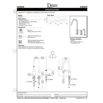 Danze Amalfi Stainless Steel Hi-rise Spout Widespread Kitchen Faucet with Spray