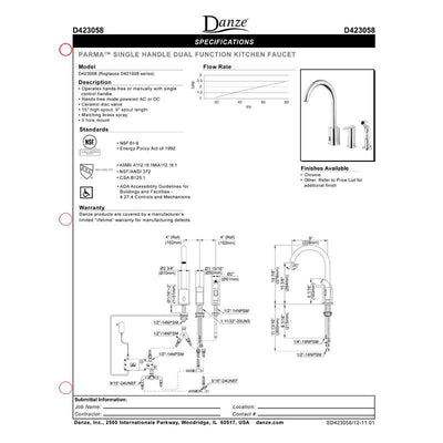 Danze Parma Chrome Electronic Eye Single Handle Kitchen Faucet with Sprayer