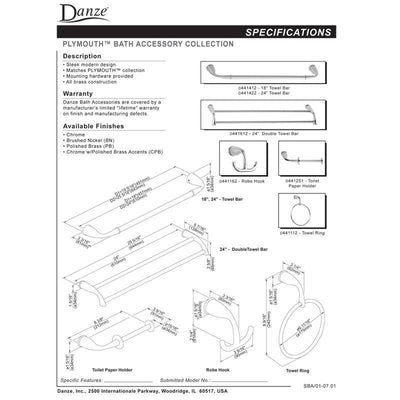 Danze Plymouth 24" Chrome Double Towel Bar