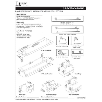 Danze Bannockburn Collection Brushed Nickel Robe Hook