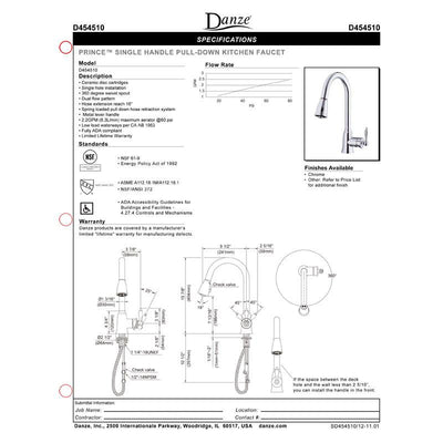 Danze Prince Chrome Single Handle Gooseneck Pull-Down Spray Kitchen Faucet