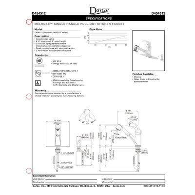 Danze Melrose Modern Stainless Steel Single Handle Pull-Down Kitchen Faucet