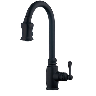 Danze Opulence Satin Black Traditional Gooseneck Pull-Down Spray Kitchen Faucet