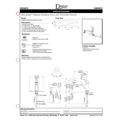 Danze Melrose Modern Stainless Steel Pull-Out Kitchen Faucet with Soap Dispenser