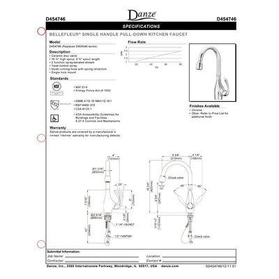 Danze Bellefleur Stainless Steel Single Handle Pull-Down Spray Kitchen Faucet