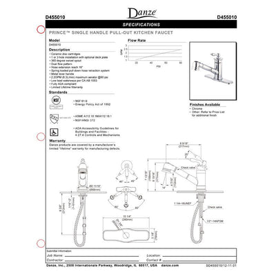 Danze Prince Single Handle Chrome Pull-Out Spout Kitchen Faucet