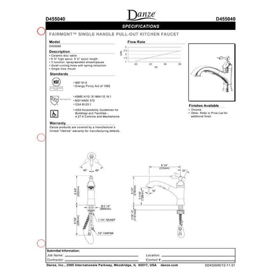Danze Fairmont Chrome Single Lever Handle Pull-Out Spout Kitchen Faucet
