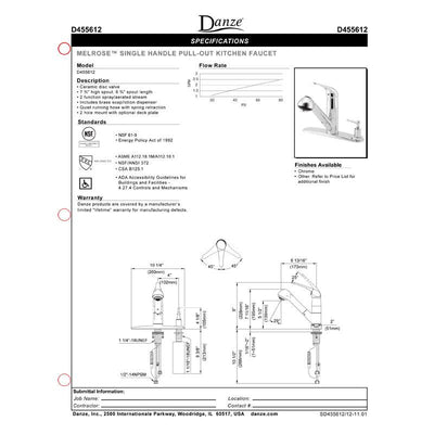 Danze Melrose Chrome Pull-Out Spout Kitchen Faucet with Soap Dispenser