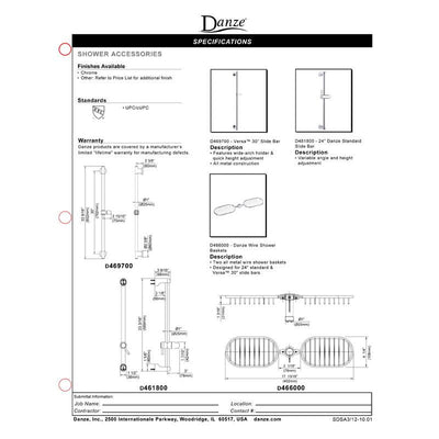 Danze Chrome 24" Standard Hand Shower Slide Bar