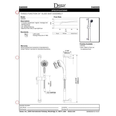 Danze Polished Nickel 3 Function Personal Hand Held Shower Head Kit w/ Slide Bar