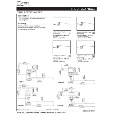 Danze Parma Modern Cylindrical Brushed Nickel Toilet Tank Lever Flush Handle