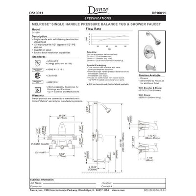 Danze Melrose Brushed Nickel Single Handle Shower Only Faucet INCLUDES Rough-in Valve