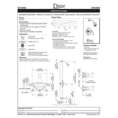 Danze Bannockburn Brushed Nickel Single Lever Handle Shower Only Faucet INCLUDES Rough-in Valve