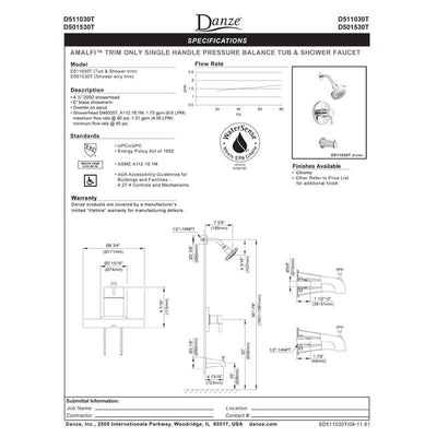 Danze Amalfi Brushed Nickel Single Handle Pressure Balance Shower Only Faucet INCLUDES Rough-in Valve