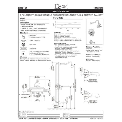 Danze Opulence Polished Nickel Single Lever Handle Shower Only Faucet INCLUDES Rough-in Valve