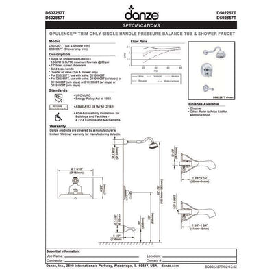 Danze Opulence Chrome Single Lever Handle Shower Only Faucet INCLUDES Rough-in Valve