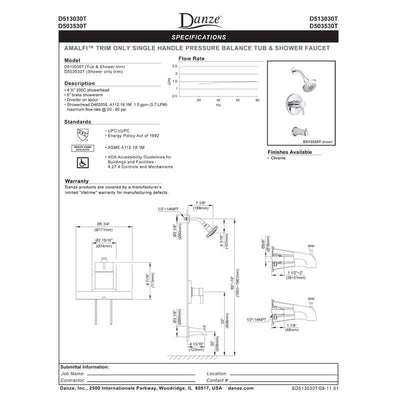 Danze Amalfi Single Handle Pressure Balance Shower Only Faucet in Chrome INCLUDES Rough-in Valve