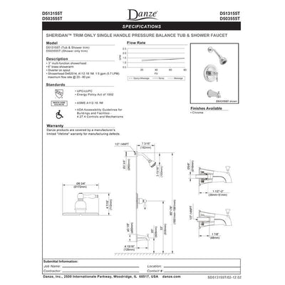 Danze Sheridan Chrome Single Handle Pressure Balance Shower Only Faucet INCLUDES Rough-in Valve