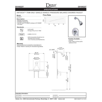 Danze Antioch Brushed Nickel Single Handle Pressure Balance Shower Only Faucet INCLUDES Rough-in Valve