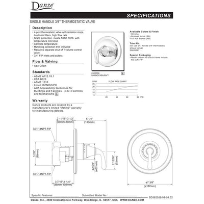 Danze Bannockburn Oil Rubbed Bronze 3/4" High-Volume Thermostatic Shower Control INCLUDES Rough-in Valve