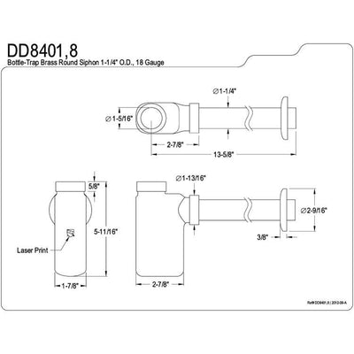 Kingston Satin Nickel Decorative Durable Solid Brass Bottle Trap DD8408