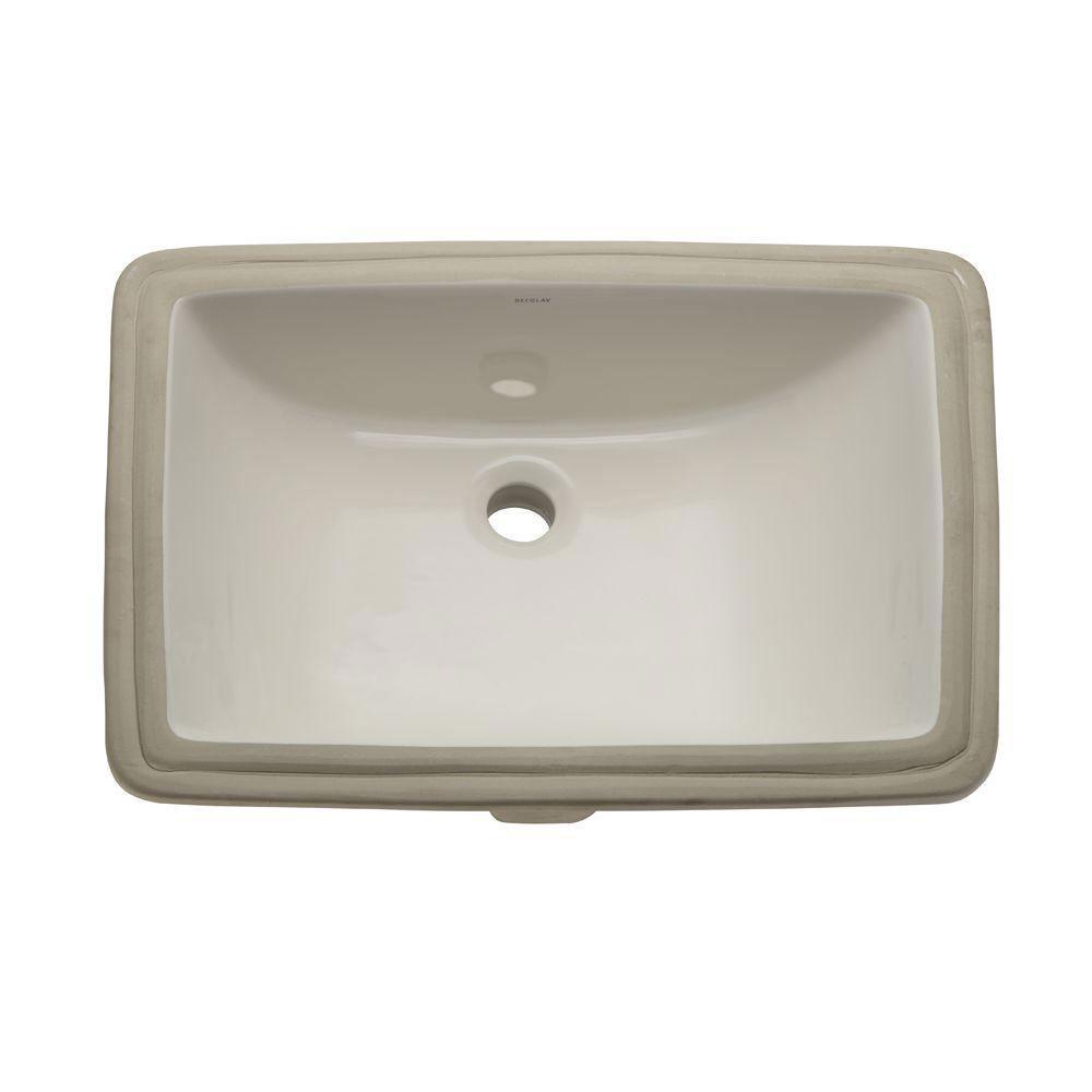 Decolav Classically Redefined Rectangular Undermount Bathroom Sink with Overflow in Biscuit 467875