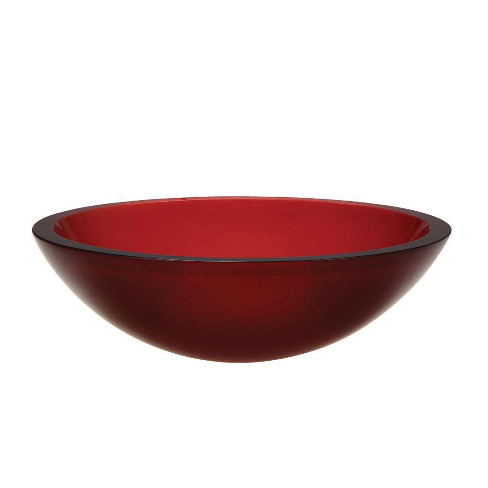 Decolav Translucence Vessel Sink in Frosted Glass Red 542890