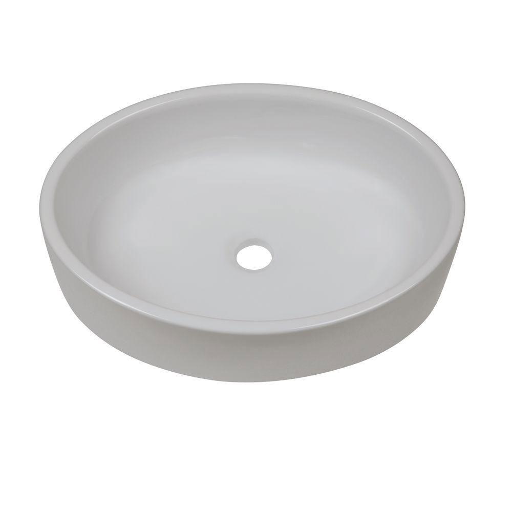 Decolav 1459-CWH Classically Redefined Elongated Above Counter Lavatory Sink, White 542932